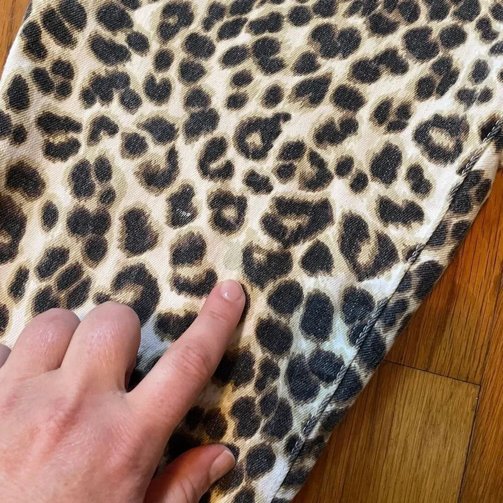 FRAME | ali high rise cigarette jeans beige leopard print 30